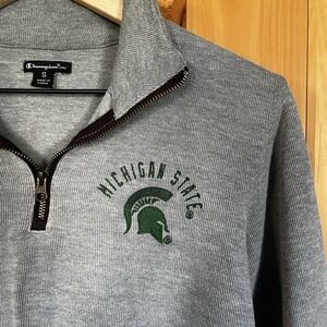 Champion Michigan State Spartans Men Small Gray 1/4 Zip Pullover Sweatshirt NCAA